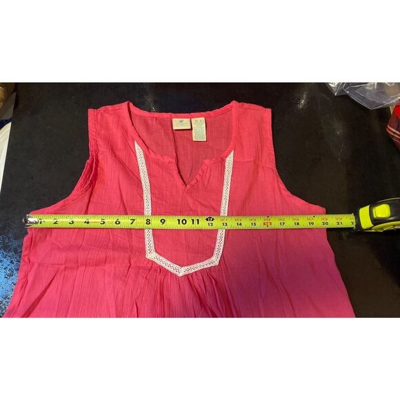 Caribbean Joe Pink Sleeveless Tunic Style Cotton Blouse Sz L - Picture 6 of 9
